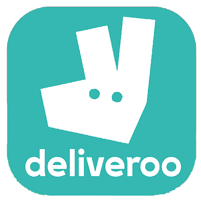 Deliveroo logo, featuring a kangaroo icon in white and teal against a teal background.