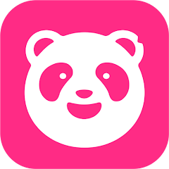 Foodpanda logo, featuring a panda icon in white and pink against a pink background.