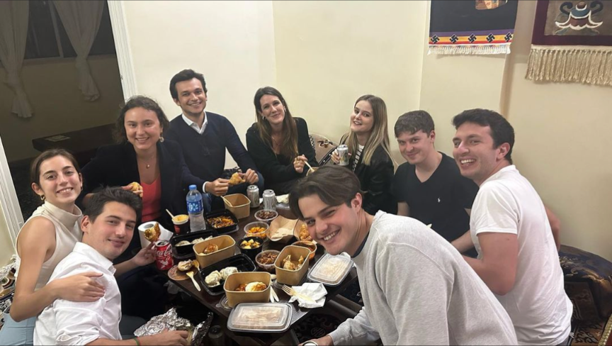 Satisfied group of University students relaxing at My Kitchen reservation room.